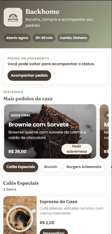 Tela real do DeNode Delivery no celular